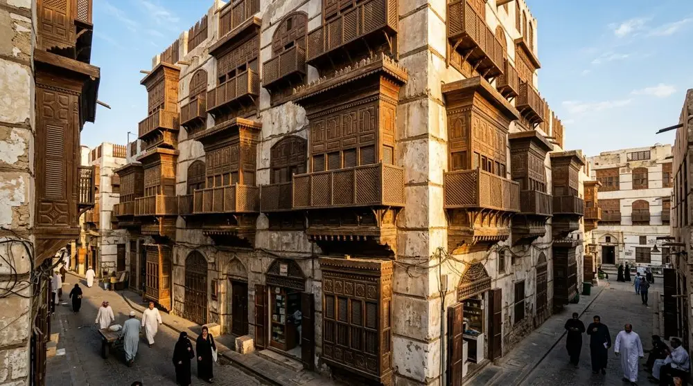 A street with wooden windows